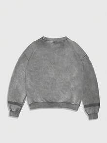 ROMWE MEN Street Life Sudadera casual de cuello redondo de unicolor de manga larga para hombre, otoño/invierno