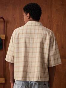 SWAVVY Camisa casual de manga corta a cuadros para hombre, verano