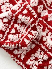 SHEIN Unity 1pc Women's Cute Christmas Tree & Deer Intarsia Knit Loose Zip-Up Cardigan Jacket, Suitable For Party, Home, Casual Wear, Autumn/Winter, Christmas, New Year - Red and White - View 3