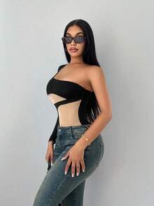 Sirith Body de mujer con parches de colores contrastantes y diseño sexy - Negro - Ver 5