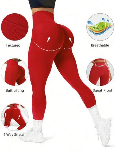 SHEIN Core Rhythm Women's Solid Color High Waist Casual Fitness Leggings Yoga Pants