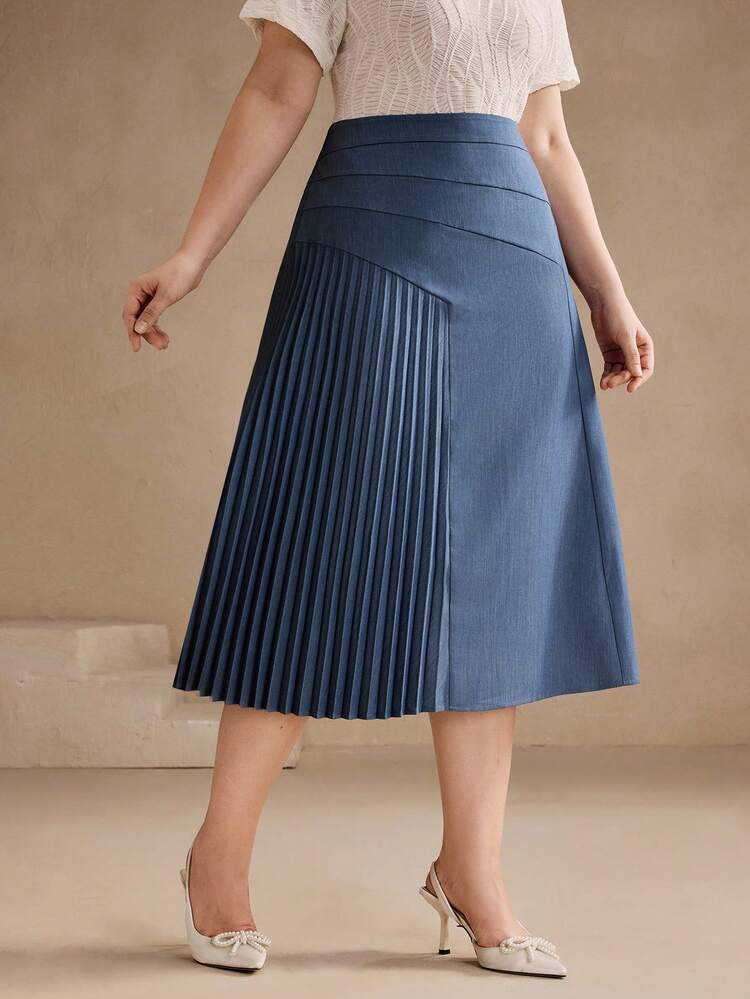 Falda de negocios para mujer, diseño plisado elegante, estilo minimalista, otoño