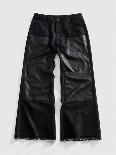 Street Life Pantalones vaqueros holgados de hombre con parches y bolsillos tipo cargo