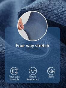 SHEIN Unity Plus Size Plain Simple Casual Jeans - Medium Wash - View 8