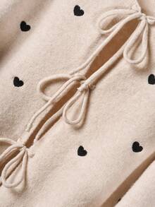 CosyJoli Plus Size Women Heart Pattern Drop Shoulder Long Sleeve Loose Knit Cardigan And Crew Neck Sleeveless Knit Top Set, Autumn/Winter Thanksgiving