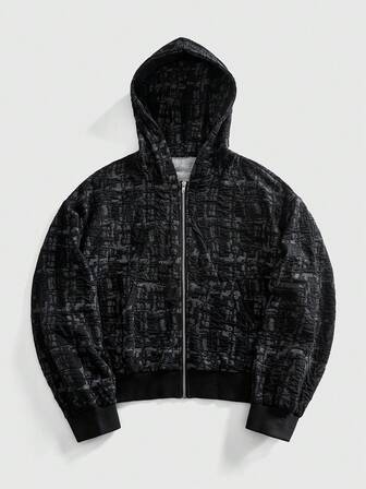 Street Life Men's Textured Fabric Loose Fit Hooded Jacket