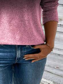 EMERY ROSE Plus Size Ombre Gradient Round Neck Long Sleeve Basic T-Shirt, Fashionable & Casual - Multicolor - View 2