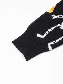 Manfinity Dauomo Men's Casual Skull Pattern Crew Neck Long Sleeve Sweater, Autumn/Winter - Black - View 3