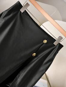 CosyJoli Shorts y falda de pana elegantes y casuales de talla grande - Negro - Ver 3