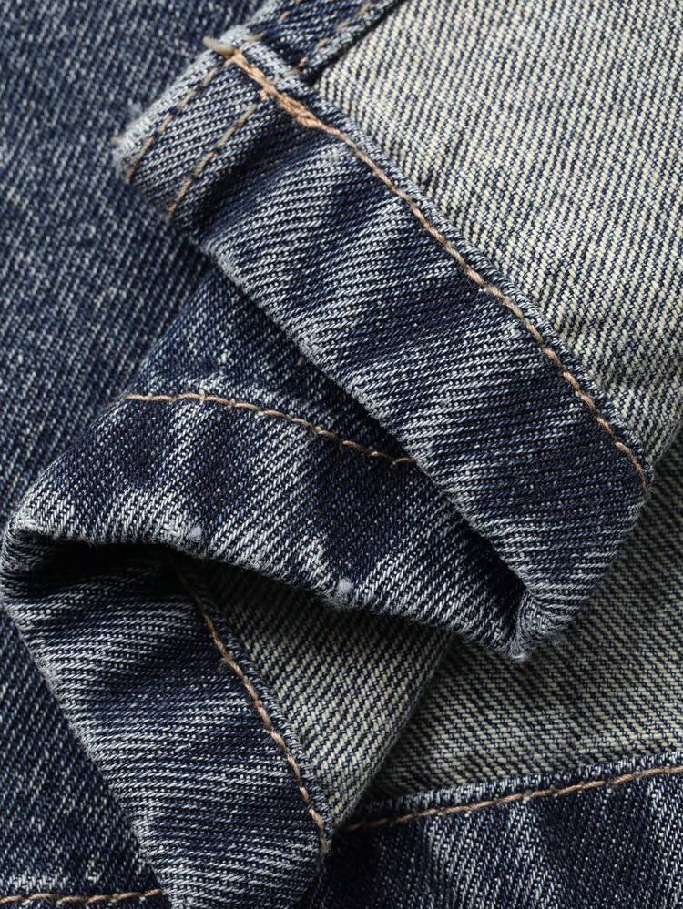 Women's Turndown Collar Half-Zip Casual Denim Jumpsuit