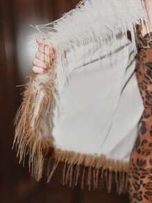 Anewsta 渐变色仿皮草大衣，适合秋季、秋季、冬季、外出、优雅、正式、派对、别致、新年、圣诞节、毕业典礼、婚礼 - 棕色 - 查看 8