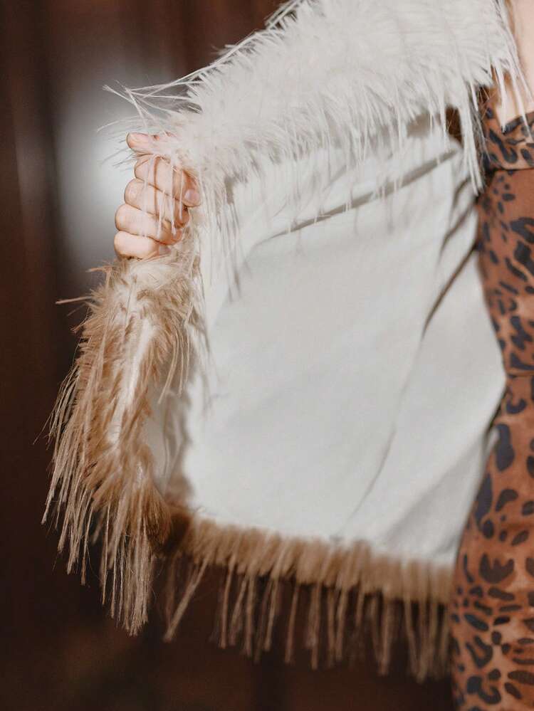 Ombre Faux Fur Coat, Suitable For Autumn, Fall, Winter, Going Out, Elegant, Formal, Party, Chic, New Year, Christmas, Graduation, Wedding