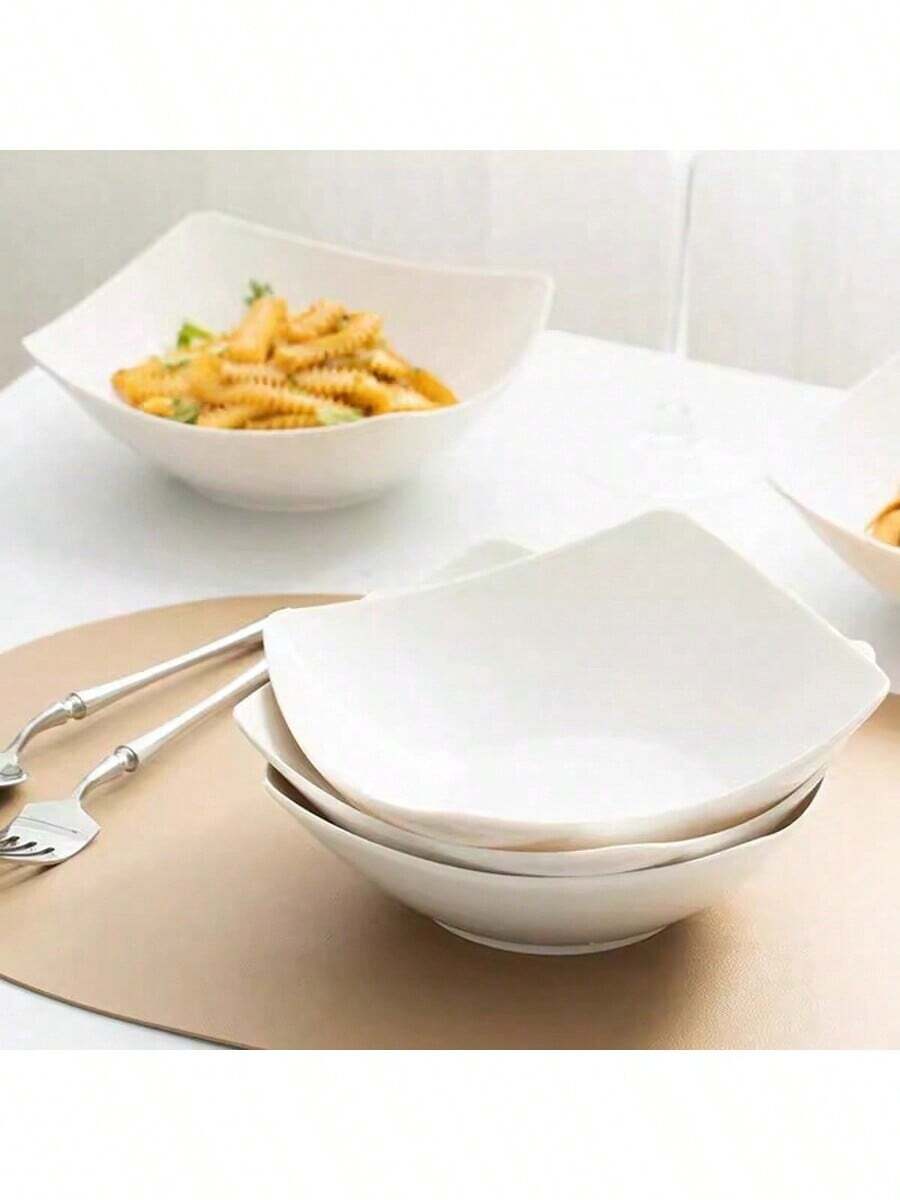7.8-Inch White Salad Bowl Set, 4 Pieces, 6 Pieces, 10 Pieces. Reusable Plastic Bowls And Plates, Suitable For Fruit Salads, Cold Dishes, Cooked Foods, Desserts, Party Foods. Stackable For Storage. - Multicolor - View 1