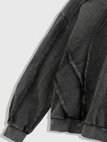 ROMWE MEN Street Life Men's Graphic Print Casual Pullover Hoodie, Long Sleeve Top - Black - View 3