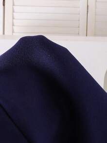 Young Girls Navy Blue Knit Patchwork Blue & White Striped Long Sleeve Sweatshirt, Fashion Letter Print Design, Versatile Children Autumn/Early Fall Pullover - Blue - View 8