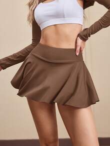 Cheerettes Women's Solid Color High Waist Pocketed Athletic Skort For Daily Workout, Sports Athletic Skirt