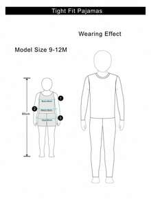 SHEIN Vintaside Kids 2 pièces Ensemble de pyjama ajusté pour bébé garçon avec Top à manches longues et pantalon, imprimé ours cadeau nœud papillon, couleur abricot