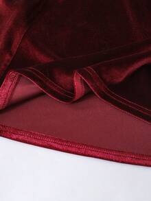 Sparklyn Vestido de fiesta de Navidad para niña preadolescente con dobladillo de paraguas esponjoso de parches, para otoño/invierno - Burdeos - Ver 4