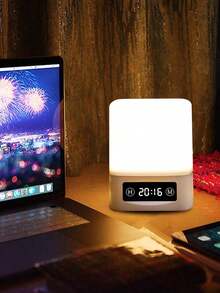 1PC LED Rechargeable Bedside Lamp, Level 3 Dimming, Digital Clock And Touch Control, Child/Adult Night Light, Sleeping Companion - White - View 6
