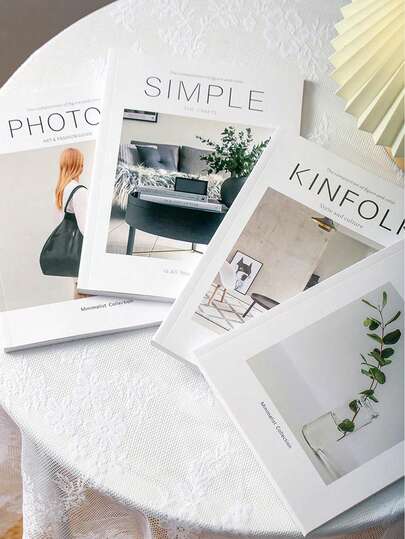 1 set med enkel engelsk tidskrift i Ins Style, fotograferingsbakgrund, enkel engelsk bok i Ins Style, livefotorekvisita, gatufotograferingsdekoration, dekorativa ornament, lämplig för mat, smycken, kosmetika, fotograferingsbakgrund