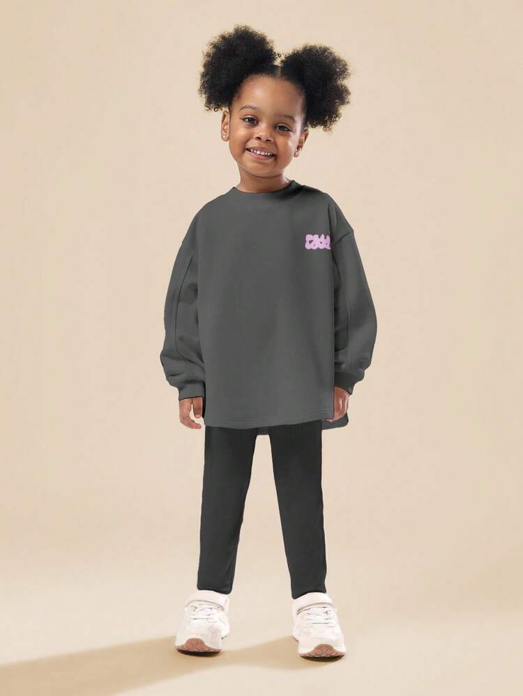 Oversized Sweatshirt And Ribbed Leggings Set