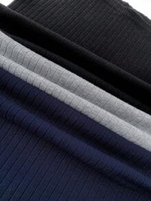 Tween 女童纯色圆领长袖运动街头风针织上衣，多件装 - 彩色 - 查看 7