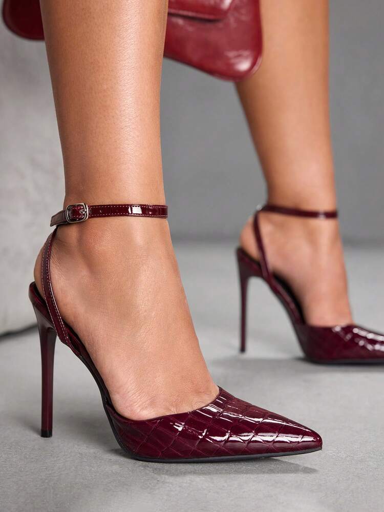 CUCCOO SZL Women's Fashion Ankle Strap Buckle Pointed Toe Stiletto High Heel Pumps, Suitable For Commuting, Dating, Party And Other Occasions For Christmas Spring Shoes