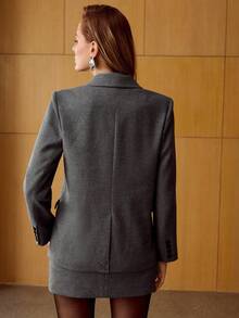 MOTF PREMIUM BLAZER ELEGANTE Y ESTRUCTURADO DE LANA PARA MUJER, INVIERNO - Gris - Ver 4