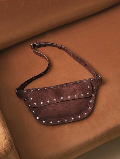 SHECARRY 女士，女式腰包，腰包，时尚，复古，铆钉，复古，波西米亚风格包，简约，个性化，多功能，适合日常