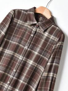 Rusticease Women's Casual Waist Cinched Long Sleeve Button-Up Shirt, Suitable For Autumn/Winter, Back To School, Embroidered Small Logo Christmas Winter - Multicolor - View 4