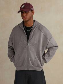 STYNVO 男士拼接字母刺绣连帽卫衣，宽松版型，美式街头风，长袖上衣