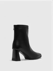 CUCCOO BIZCHIC Women's Fashion Square Toe Chunky Heel Zipper Back Soft Leather Ankle Boots, Comfortable For Daily Commute And Shopping - Coffee Brown - View 9