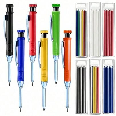 Metal Long Head Deep Hole Carpenter Pencil. Professional Engineering Carpenter Pen. Quick Drying Pencil. 2.8MM Refill. Suitable For Carpentry Decoration Design. This Is The Best Gift For Carpentry Decoration Designers! Student Stationery.
