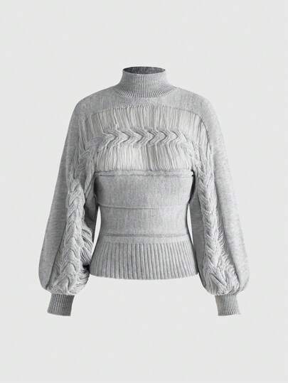 Pull tricoté à col montant et taille cintrée, style Y2K, automne/hiver