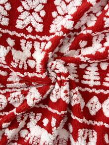 SHEIN Unity 1pc Women's Cute Christmas Tree & Deer Intarsia Knit Loose Zip-Up Cardigan Jacket, Suitable For Party, Home, Casual Wear, Autumn/Winter, Christmas, New Year - Red and White - View 6