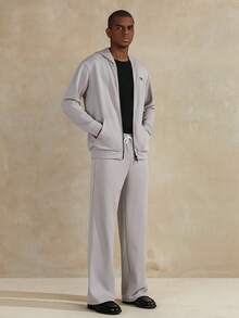 STYNVO Bộ áo hoodie dài tay trễ vai có khóa kéo thường ngày cho nam - Xám - Xem 3