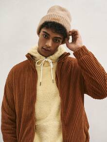 TOKVUE Áo khoác nhung kẻ dài tay có khóa kéo tiện dụng đa năng cho nam - màu nâu - Xem 7