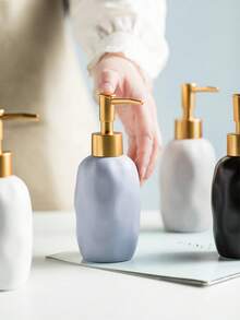 Cirelle 1pc Minimalist Ceramic 4-Color Lotion Pump Bottles, Shampoo, Body Wash & Hand Soap Dispenser Bottles For Home Use