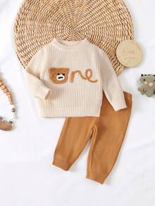 SHEIN 2pcs Baby Boys/Girls Knitted Sweater And Pants Set, Cute Embroidered Long Sleeve Pullover And Trousers, Fashionable Casual Outfit Suitable For Autumn/Winter, Daily Wear, Home, Outdoor, Travel, School Baby Boy Knitted Set Fall Baby Outfit Baby Bear Outfit Knit Two Piece Toddler Neutral Baby Clothes Unisex Baby Boy Bear Outfit Baby Boy Sweater Set - Multicolor - View 8