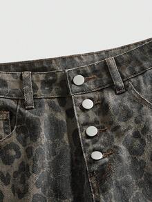 ROMWE MEN Street Life Men's Sparkling Diamond Loose Leopard Baggy Jeans - Multicolor - View 4