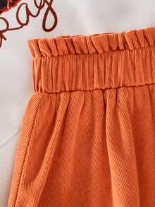 Set Baju Sweatshirt Bergambar dan Rok Kancing Pinggang Elastis untuk Remaja Perempuan - Jeruk - View 7