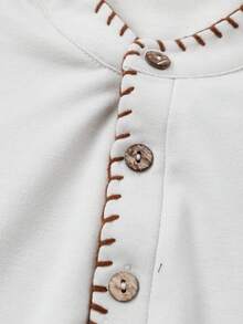 INAWLY Men's Casual Fashionable Contrast Trim Sweatshirt - Apricot - View 6