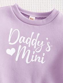 Cozy Pixies 2件套女婴心形图案针织柔软圆领长袖运动衫和裤子套装 - 紫色 - 查看 5