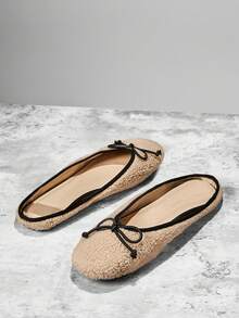 Solezae 女士保暖羊羔绒玛丽珍芭蕾平底鞋——舒适百搭的经典必备单品 - 米色 - 查看 7