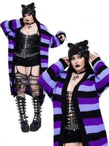 Whyspr 全新百搭休闲宽松长袖长开衫毛衣，多色 - 彩色 - 查看 1