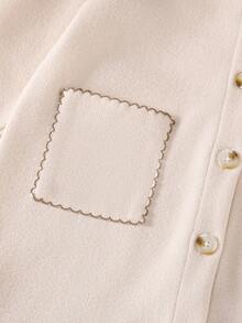 女童休闲撞色滚边外套，秋冬季 - 杏色 - 查看 5