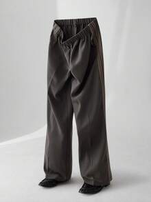 ESTAVOR Pantaloni casual larghi da uomo con vita elastica e strisce laterali - Grigio Scuro - Visualizzare 3