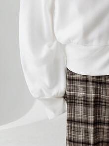 Manfinity BRENVOR 男士熊刺繡休閒拉鍊連帽衛衣長袖上衣，春季，Y2K - 白色 - 查看 7