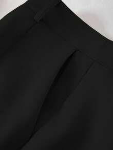 Franclia 休闲纯色西装外套和长裤套装 - 黑色 - 查看 3