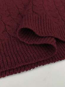 Elenzga Bộ áo len dài tay cài nút đơn giản, thời trang dành cho nữ, trang phục cỡ lớn cho mùa thu/đông - Màu Đỏ Sâu - Xem 8